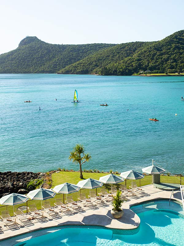 aerial shot of The Sundays pool and catseye beach