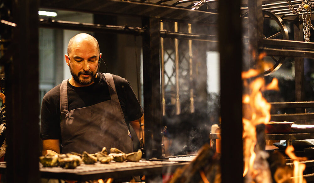 a demonstration at Vivid Fire Kitchen