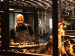 a demonstration at Vivid Fire Kitchen