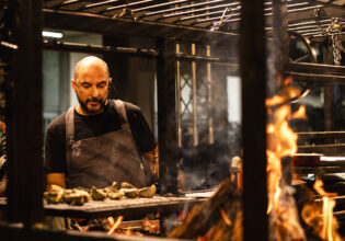 a demonstration at Vivid Fire Kitchen