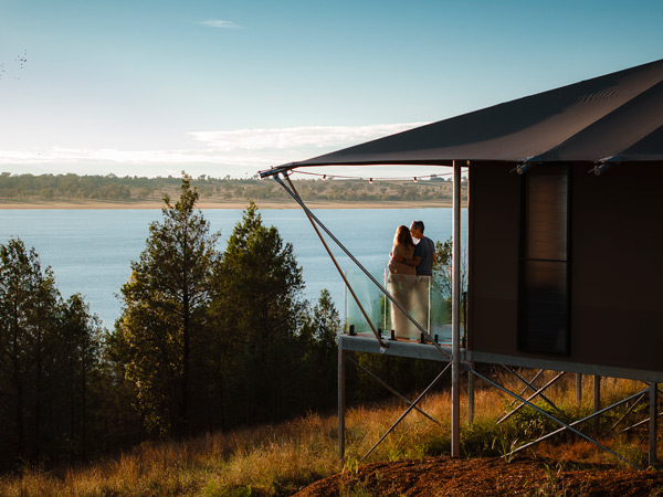 Couple staying at Wilderluxe Lake Keepit