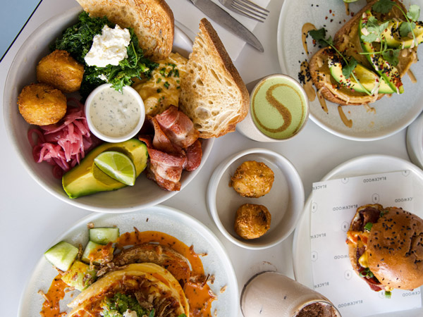 a table-top view of food at Blackwood Pantry, Cronulla