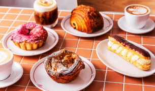 pastries and coffee at Frenchs Fair Bakery & Café
