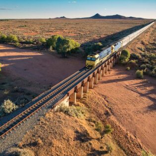 Indian Pacific drone shot in Broken Hill NSW