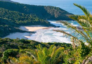 Views of North Smoky Beach from Smoky Cape Lighthouse in Hat Head National Park, Arakoon