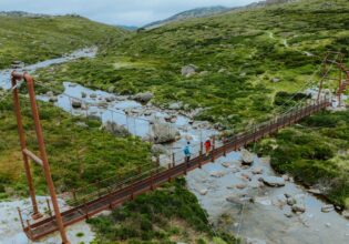 Spencers Creek Suspension Bridge on the Snowies Alpine Walk