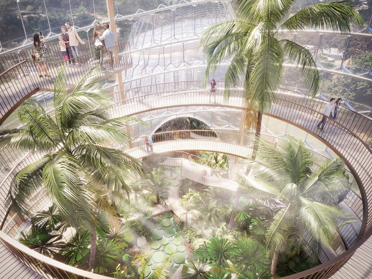 a render of the inside Mt Coot-tha tropical dome after renovation