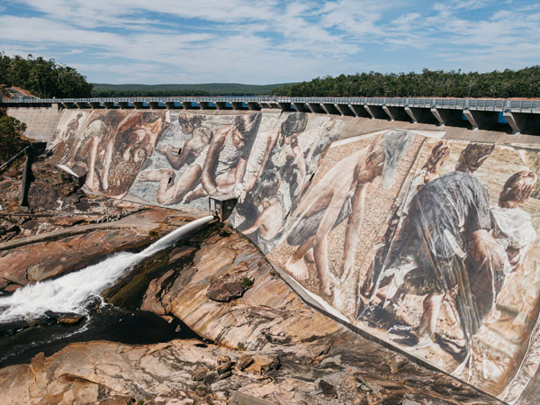 Guido van Helton’s mural at Wellington Dam
