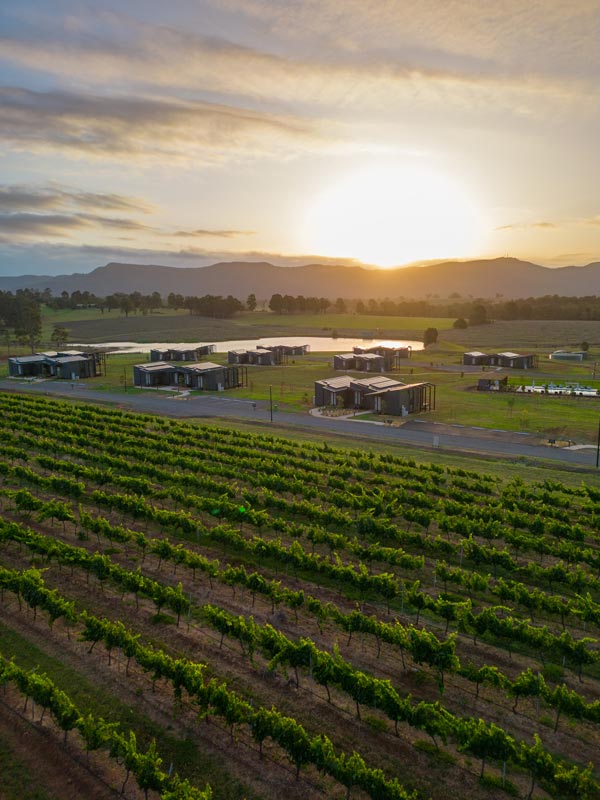 Aerial view of The Lane Retreat in Hunter Valley