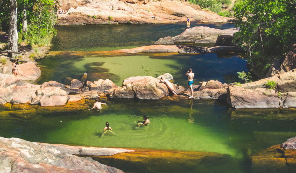 People swimming in Gunlom Falls