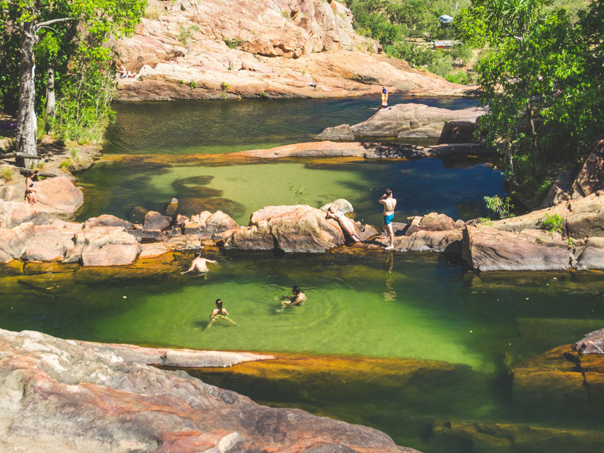 People swimming in Gunlom Falls