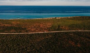 an aerial view of West Australian Coastline and Ningaloo Reef