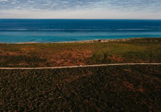 an aerial view of West Australian Coastline and Ningaloo Reef
