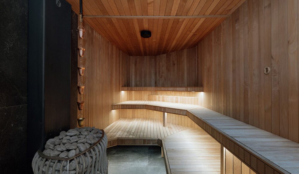 the sauna at Aqua Ignis bathhouse, Blue Mountains
