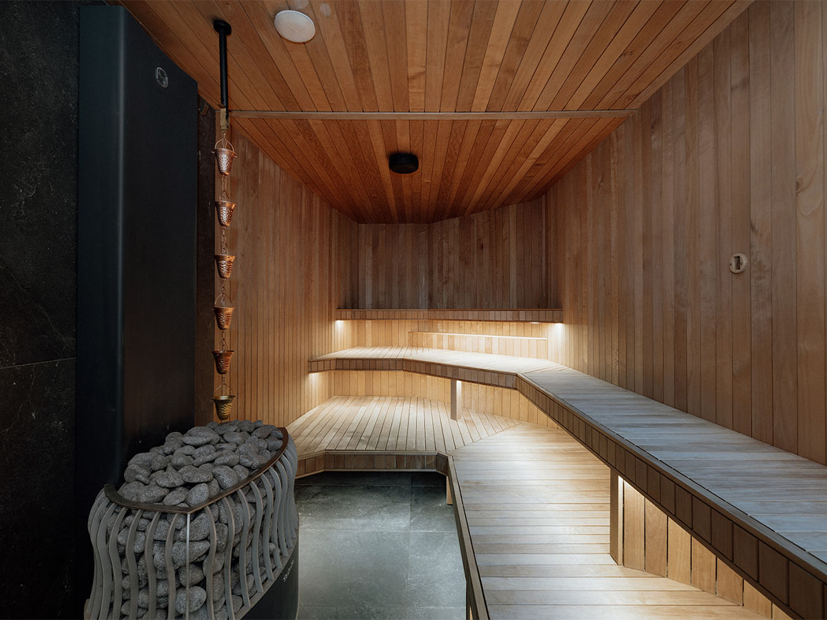 the sauna at Aqua Ignis bathhouse, Blue Mountains