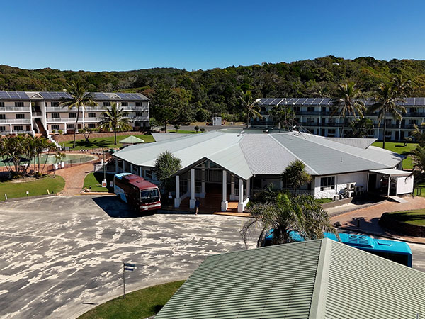 aerial of K'gari Beach Resort and McKenzie's on 75
