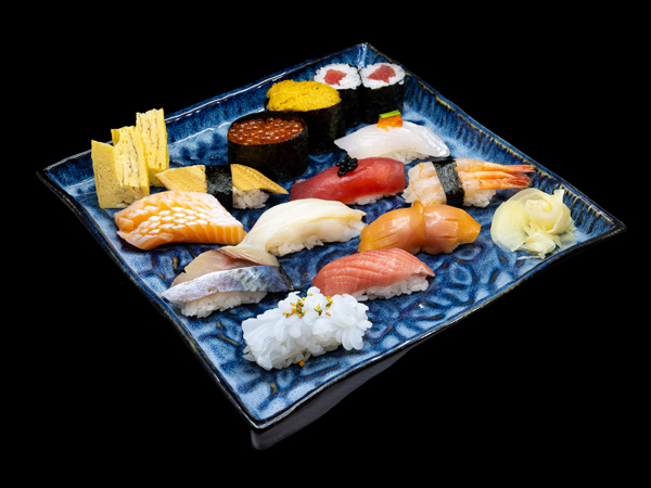 a plate of nigiri, sushi and sashimi at Kuon Sushi Sei