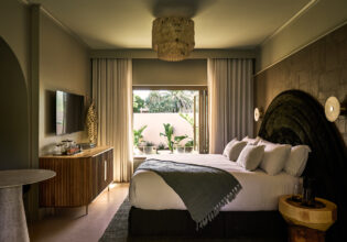A green coloured room at Swell Hotel Byron Bay